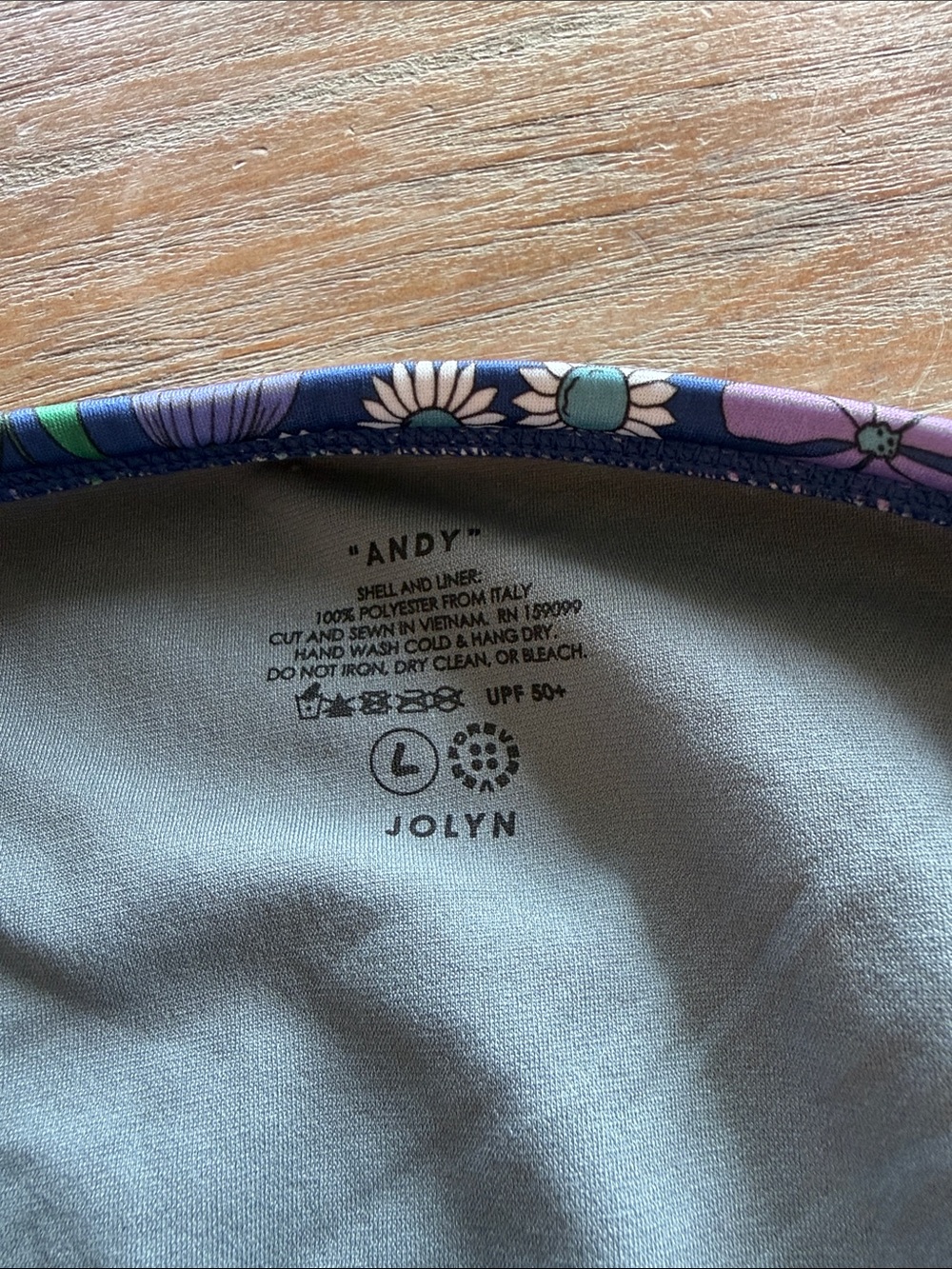 Jolyn Clothing Navy Floral Bikini Bottoms with Purple, Green & Pink ANDY style - Picture 2 of 3